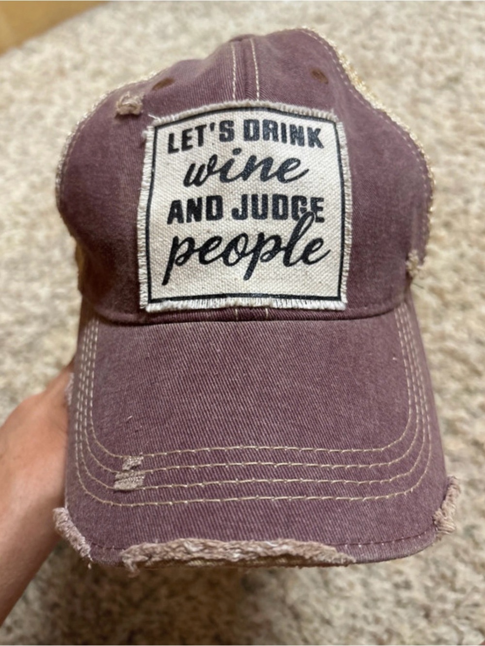 Distressed Wine Graphic Baseball Cap - Purple